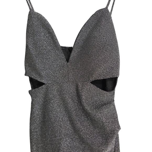 Windsor black & silver shiny cocktail above knee dress size M - Picture 2 of 11